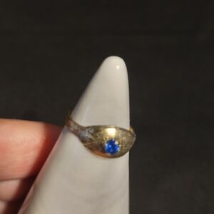 Gold Plated Baby Ring with Blue Stone